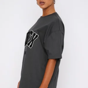 Give It Away Oversized Tee Charcoal